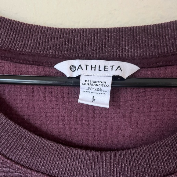 Athleta Coaster Luxe Waffle Sweatshirt Plum Oversized Cozy Athleisure L Chic - Picture 2 of 4